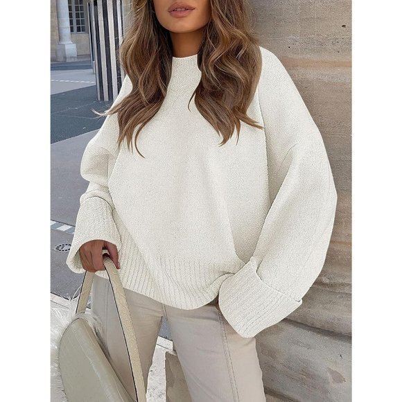Women's Crewneck Long Sleeve Oversized Warm Pullover Sweater Top - Picture 3 of 8